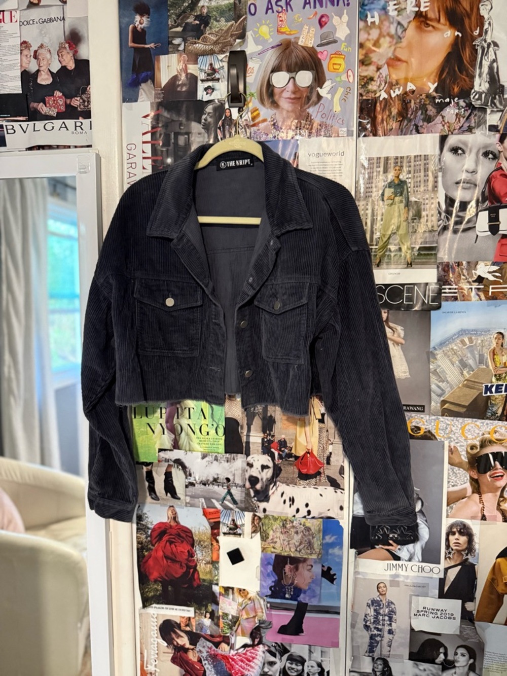 The Kript Cropped Corduroy Jacket - Black matching set with pants